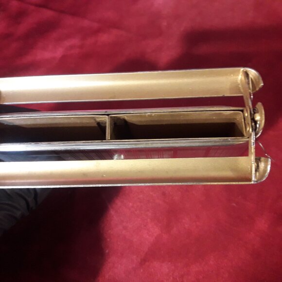 Unique Art Deco Cigarette Case 1920s? Unusual Split Top Chrome Vintage Antique - Picture 6 of 8